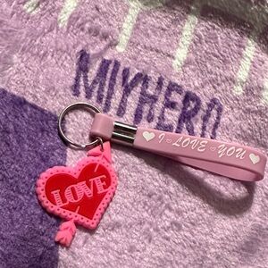 Pink 💕I LOVE YOU Keychain with Red Heart Love Pendant